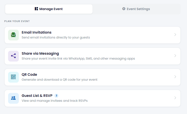 Invite guests and track every RSVP screenshot
